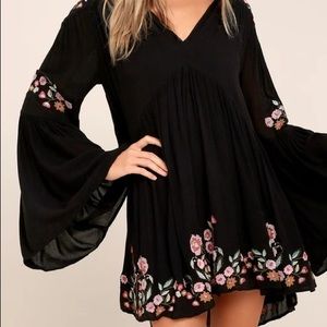Free People Black flows floral dress